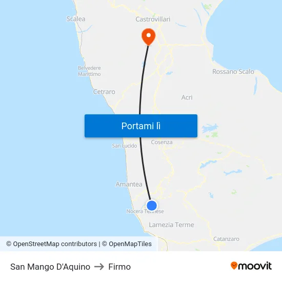 San Mango D'Aquino to Firmo map