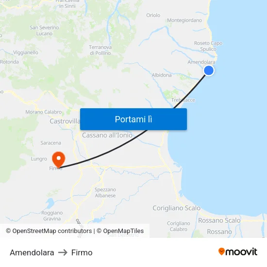 Amendolara to Firmo map