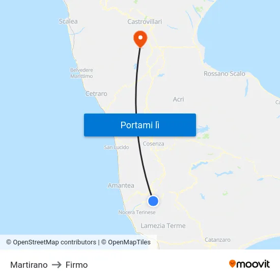 Martirano to Firmo map