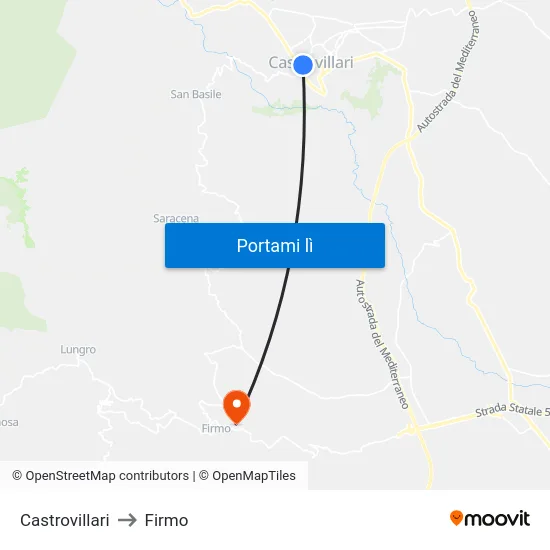 Castrovillari to Firmo map