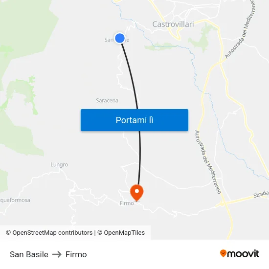 San Basile to Firmo map
