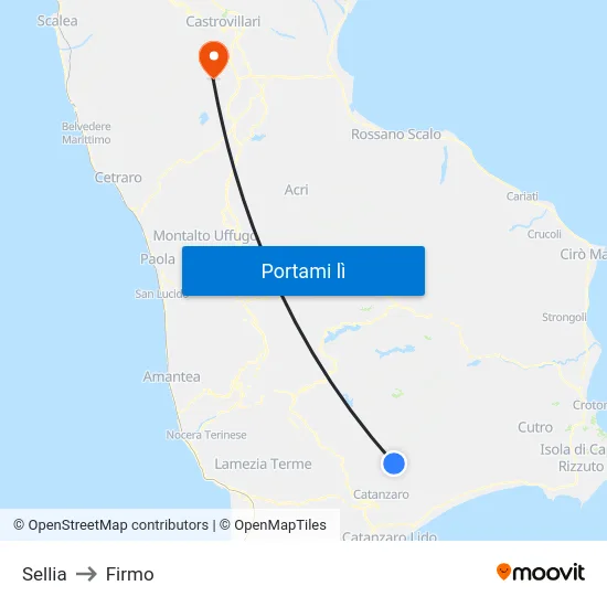 Sellia to Firmo map