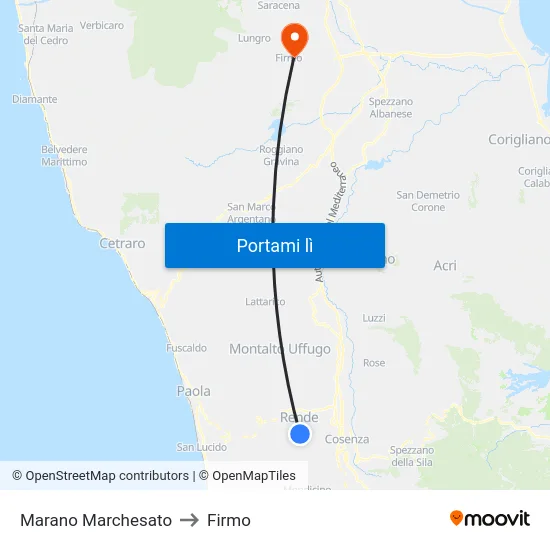 Marano Marchesato to Firmo map