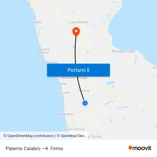 Paterno Calabro to Firmo map