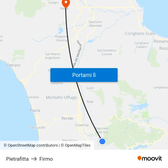 Pietrafitta to Firmo map