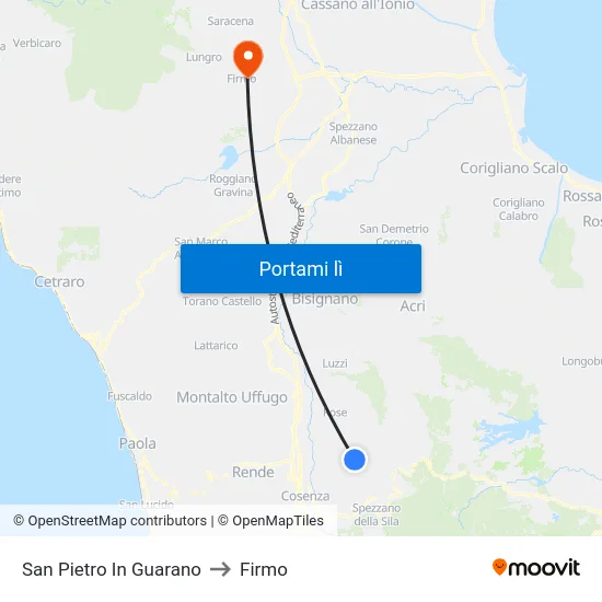 San Pietro In Guarano to Firmo map
