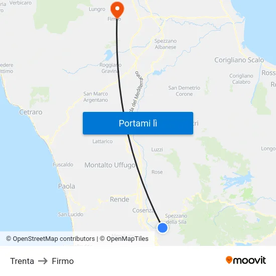 Trenta to Firmo map