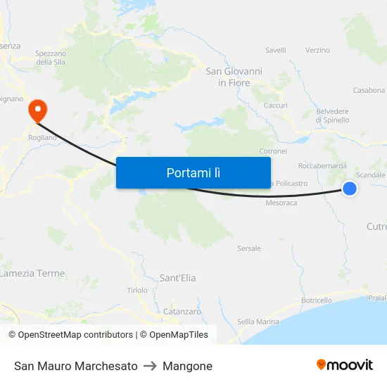 San Mauro Marchesato to Mangone map