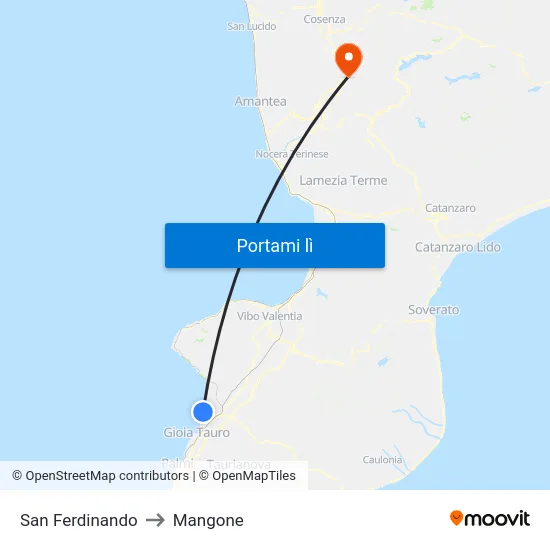 San Ferdinando to Mangone map