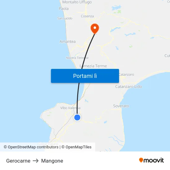 Gerocarne to Mangone map