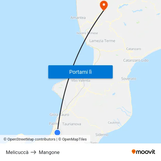Melicuccà to Mangone map