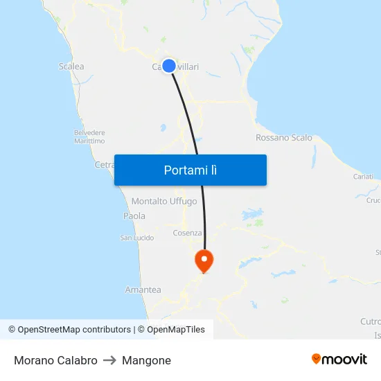 Morano Calabro to Mangone map