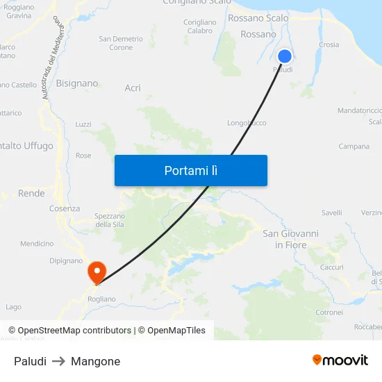 Paludi to Mangone map