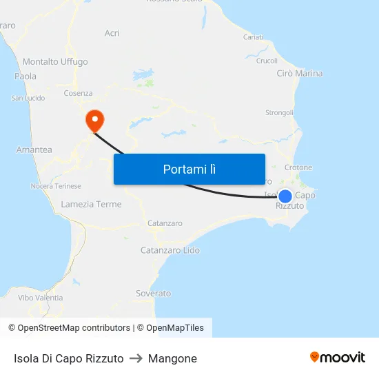 Isola Di Capo Rizzuto to Mangone map
