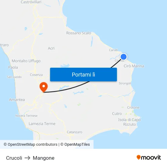 Crucoli to Mangone map