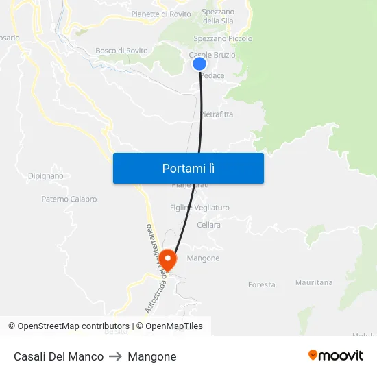 Casali Del Manco to Mangone map