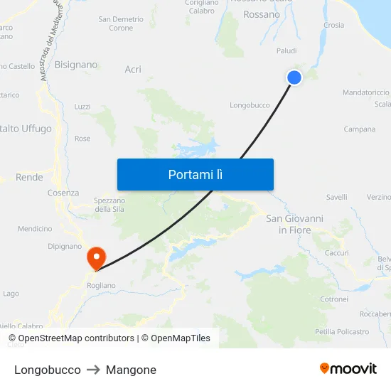 Longobucco to Mangone map