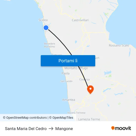 Santa Maria Del Cedro to Mangone map