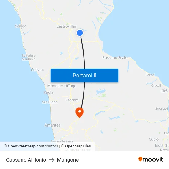 Cassano All'Ionio to Mangone map