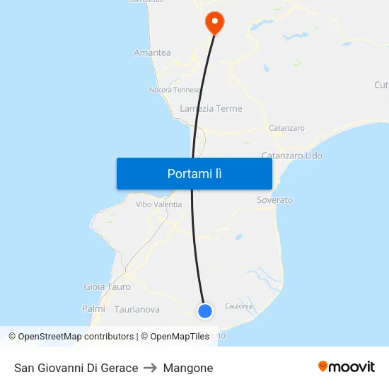 San Giovanni Di Gerace to Mangone map