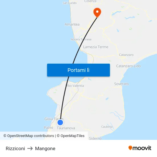 Rizziconi to Mangone map