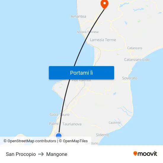 San Procopio to Mangone map