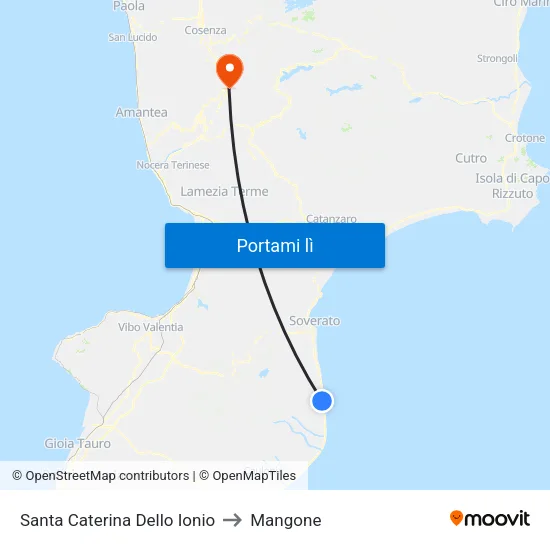 Santa Caterina Dello Ionio to Mangone map