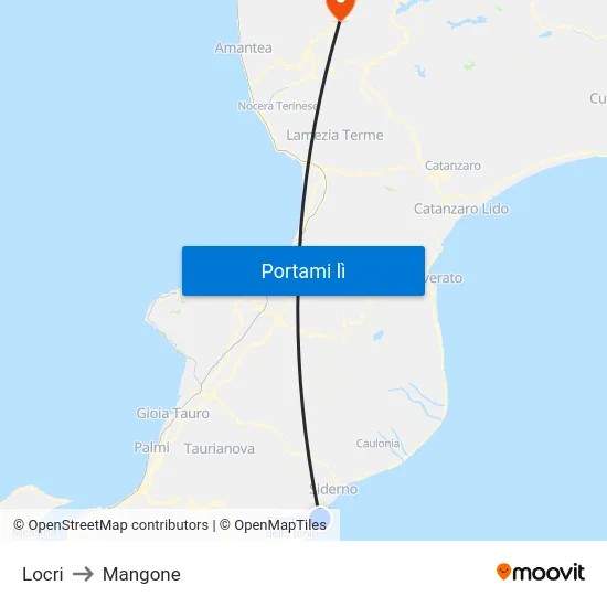 Locri to Mangone map