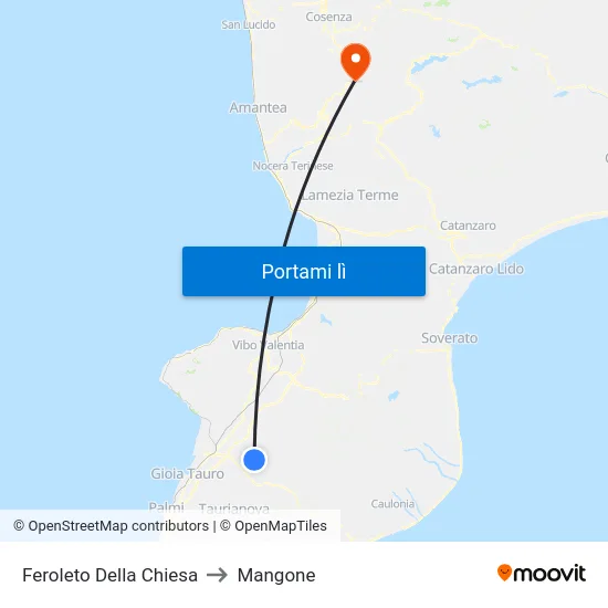 Feroleto Della Chiesa to Mangone map