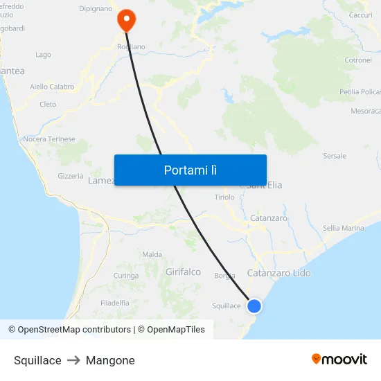Squillace to Mangone map