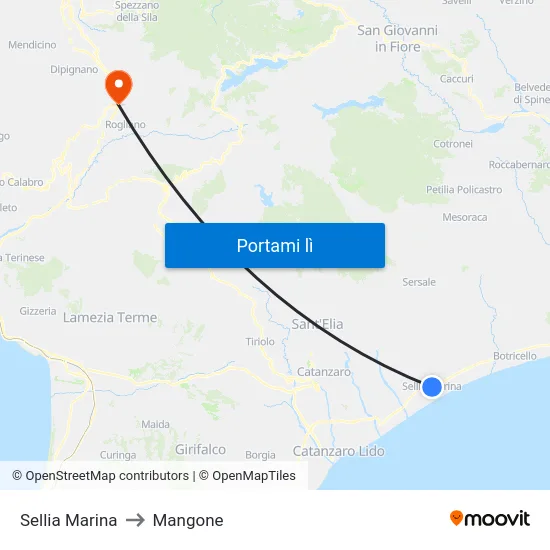 Sellia Marina to Mangone map