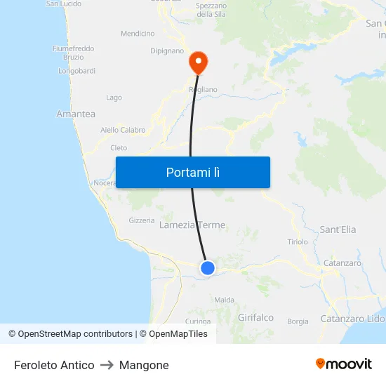 Feroleto Antico to Mangone map