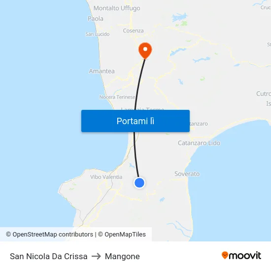 San Nicola Da Crissa to Mangone map