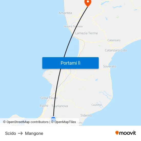 Scido to Mangone map