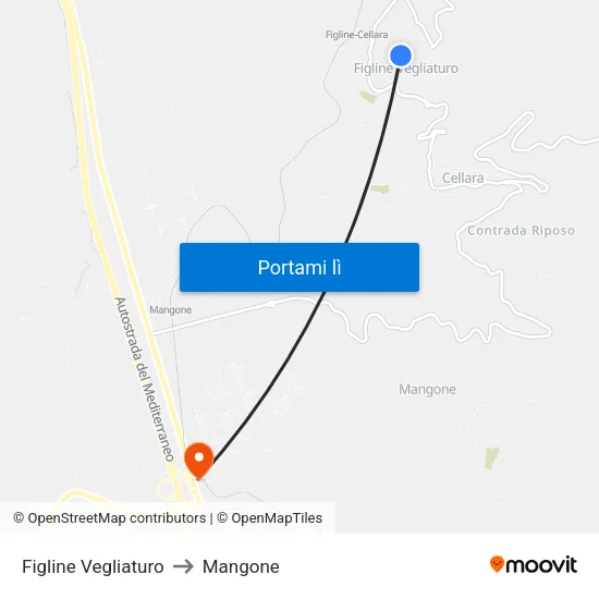 Figline Vegliaturo to Mangone map