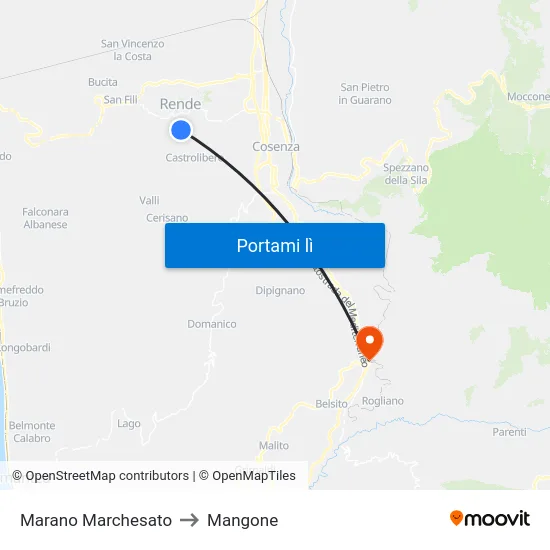 Marano Marchesato to Mangone map