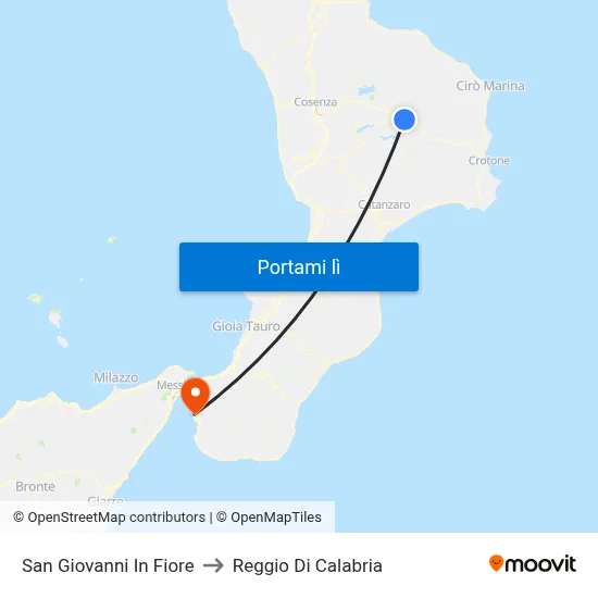 San Giovanni In Fiore to Reggio Di Calabria map