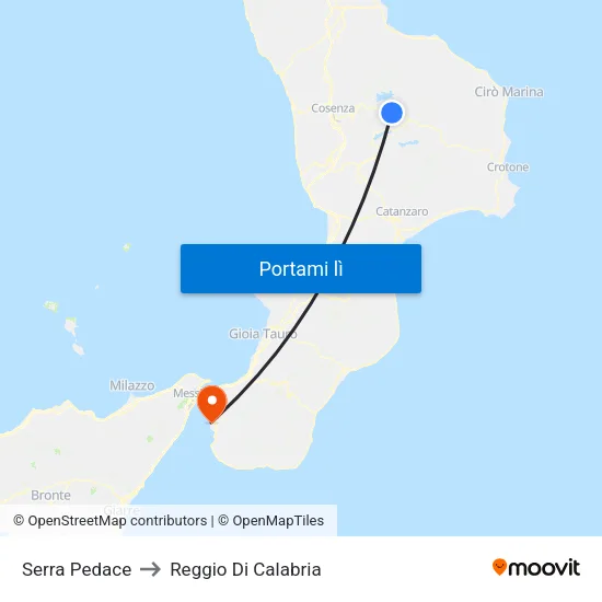 Serra Pedace to Reggio Di Calabria map