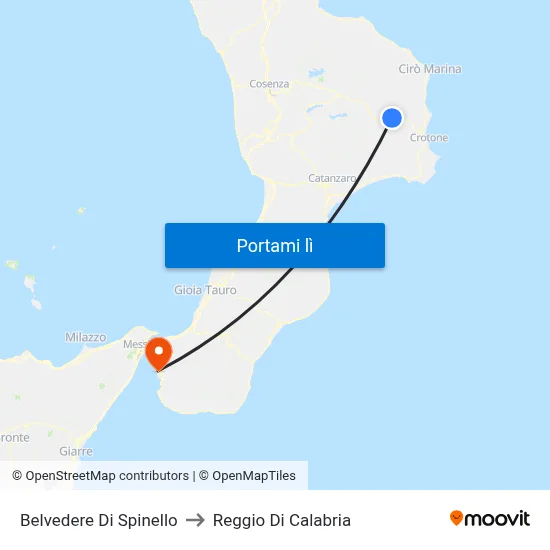 Belvedere Di Spinello to Reggio Di Calabria map