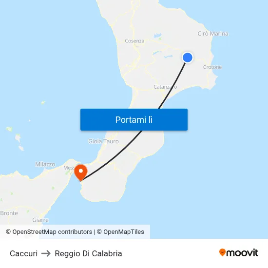 Caccuri to Reggio Di Calabria map