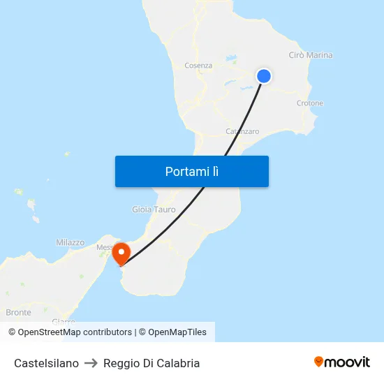 Castelsilano to Reggio Di Calabria map