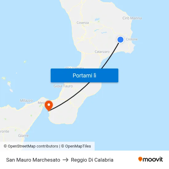 San Mauro Marchesato to Reggio Di Calabria map