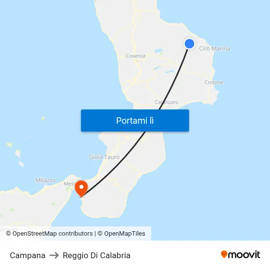 Campana to Reggio Di Calabria map