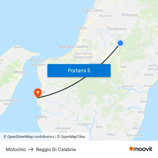 Molochio to Reggio Di Calabria map