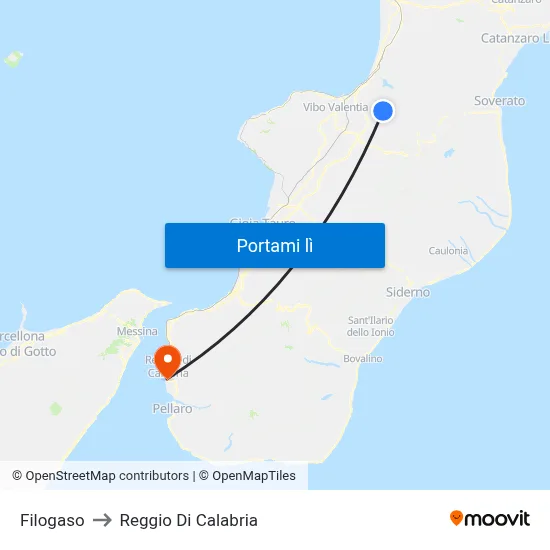 Filogaso to Reggio Di Calabria map
