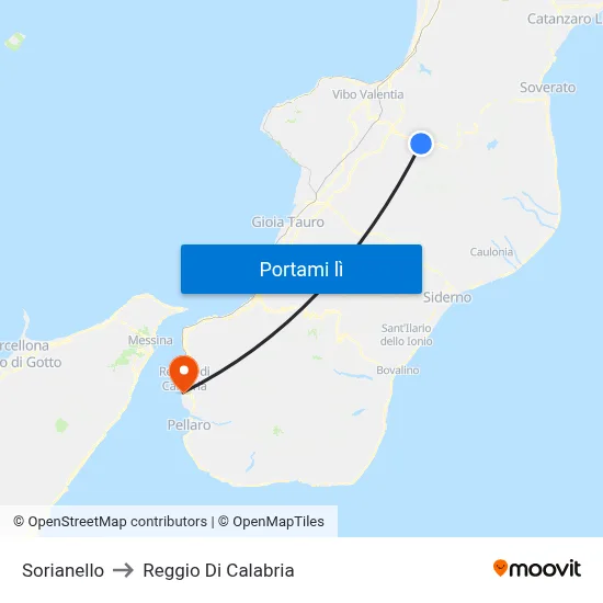 Sorianello to Reggio Di Calabria map