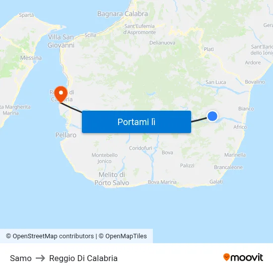 Samo to Reggio Di Calabria map