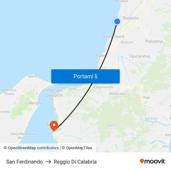San Ferdinando to Reggio Di Calabria map