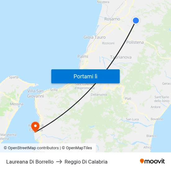 Laureana Di Borrello to Reggio Di Calabria map