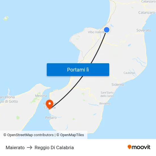 Maierato to Reggio Di Calabria map